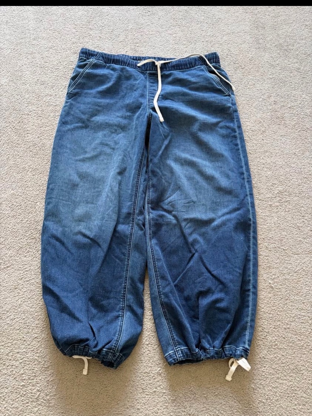 American Eagle Outfitters Navy Blue Relaxed Drawstring Jogger Jeans